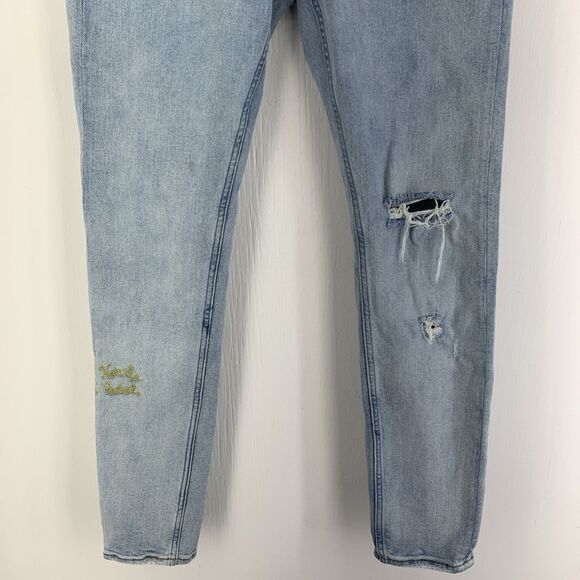 Billionaire Boys Club BBC Mens 32 Infinity Jeans Grunge Embroidered Distressed - Picture 2 of 8